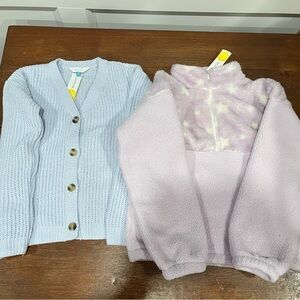 NWT! BUNDLE! Size L (12-14) Love Glam Girl Fleece, Market & Spruce Cardigan